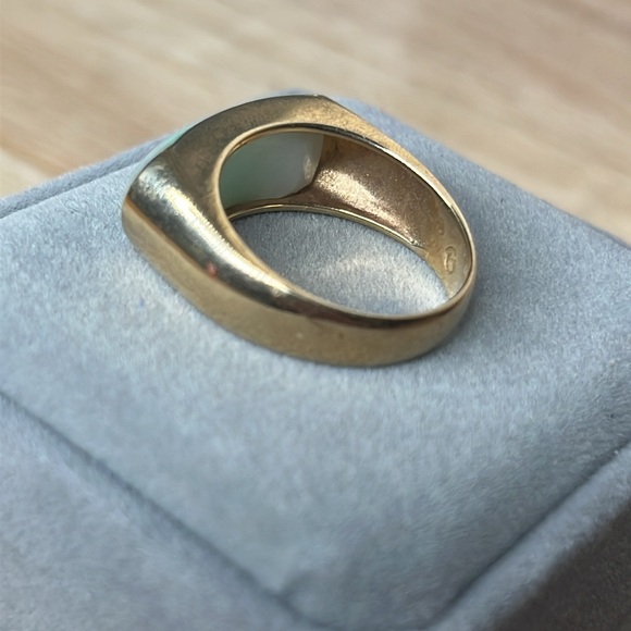 Estate VINTAGE 14K GOLD JADE SADDLE RING - Picture 11 of 16